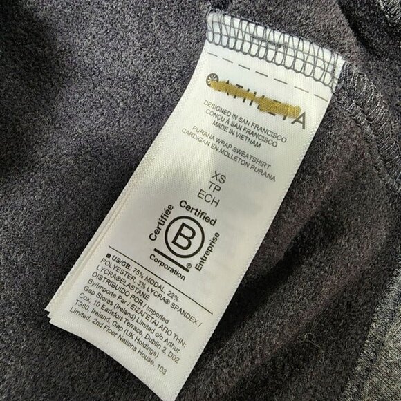 Athleta Hoodie Gray Purana Criss Cross Fleece Lined Sweatshirt XS - Picture 9 of 9